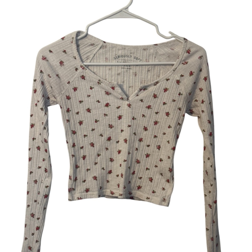 White Floral Long Sleeve Top